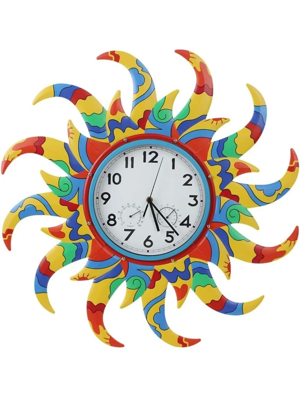 Colorful Sunburst Wall Clock - Multicolor